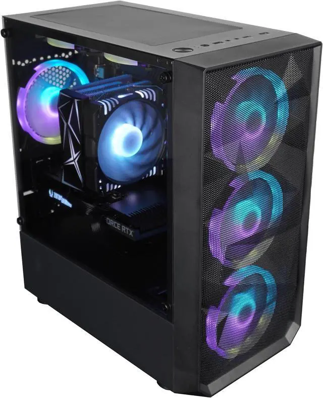 Alt view image 4 of 6 - HyperRage Gaming PC - Intel Core i5-12400F (2.5GHz), NVIDIA GeForce RTX 3070Ti, DDR4-3200 RGB 32GB, 2TB NVMe M.2 SSD, Windows 11, WiFi, Xtreme VR - OEM