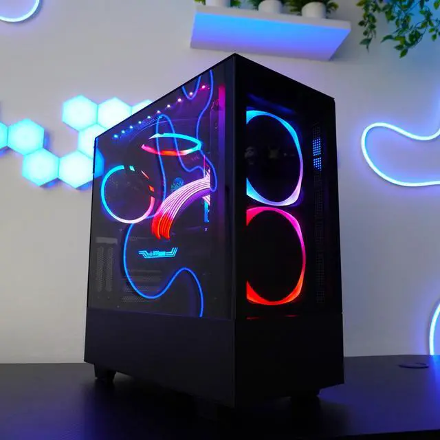 Alt view image 5 of 6 - HyperFury Gaming PC - AMD Ryzen 5 5500 (3.6GHz), NVIDIA GeForce RTX 3070, DDR4-3200 RGB 16GB, 2TB NVMe M.2 SSD, Windows 11, WiFi, Xtreme VR - OEM