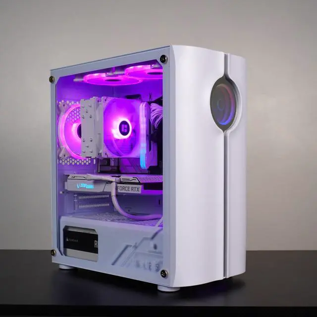 Alt view image 5 of 6 - HyperVertex White Gaming PC - AMD Ryzen 5 5600X (3.7GHz), NVIDIA GeForce RTX 3070, DDR4-3200 RGB 32GB, 1TB NVMe M.2 SSD, Windows 11, WiFi, Xtreme VR - OEM
