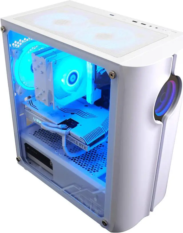 Alt view image 4 of 6 - HyperVertex White Gaming PC - AMD Ryzen 5 5600X (3.7GHz), NVIDIA GeForce RTX 3070, DDR4-3200 RGB 32GB, 1TB NVMe M.2 SSD, Windows 11, WiFi, Xtreme VR - OEM