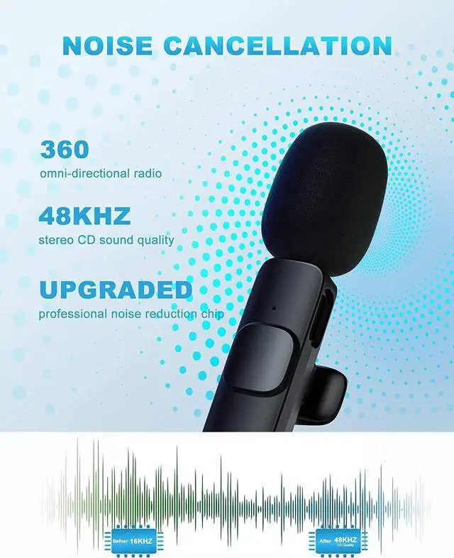 Alt view image 3 of 6 - Wireless Lavalier Microphone Compatible with iPhone, Dual Mini Lapel for Phone Video Recording, Clip On Mic TikTok YouTube Live Stream Vlog, Black, 1*receiver & 2*microphone (K8-A2)