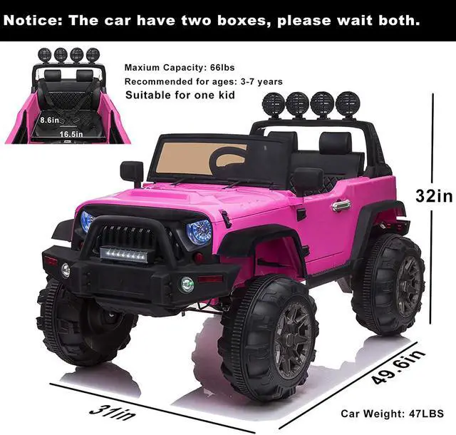 Alt view image 5 of 7 - 12V Kids Electric Truck Car With Remote Control Pink