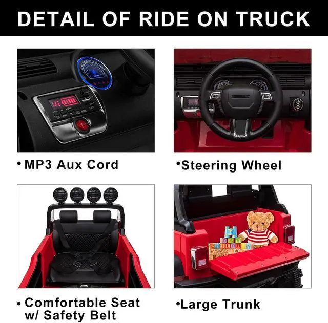 Alt view image 2 of 7 - 12V Kids Electric Truck Car With Remote Control Pink