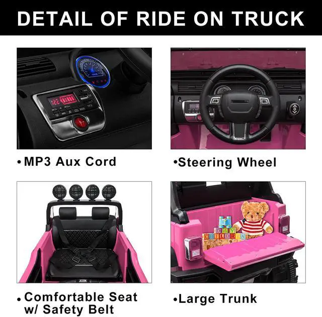 Alt view image 2 of 7 - 12V Kids Electric Truck Car With Remote Control Pink