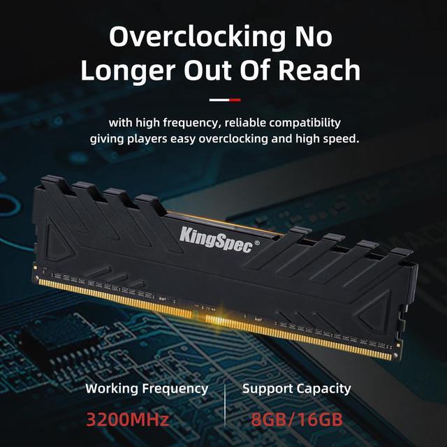 Alt view image 3 of 7 - KingSpec DDR4 RAM 8GB Memory Module 3200 MHz 288-Pin UDIMM with Heatsink for Computer Desktop PC Memories Module Gaming