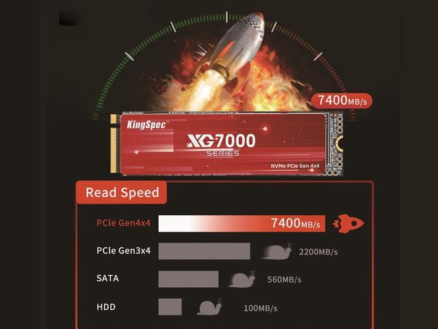 Alt view image 5 of 7 - KingSpec XG 7000 1TB M.2 2280 PCIe 4.0x4 NVME 1.4 Internal Solid State Drive for PS5 PC Desktop Laptop Game-Player with Heatsink