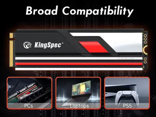 Alt view image 6 of 7 - KingSpec SSD XG7000 PRO 512 GB Cache HD M.2 2280  PCIe Gen4 x4 NVMe 1.4  Internal Solid State Drive for PS5 PC Desktop Game-Player