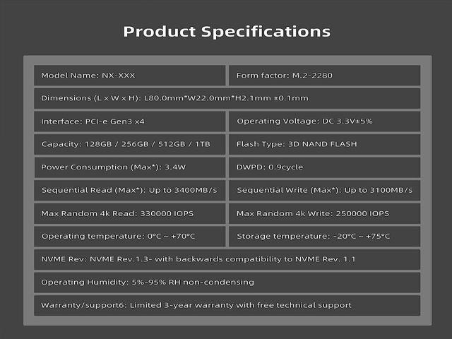 Alt view image 8 of 7 - KingSpec SSD 1TB Internal Solid State Drive M.2 NVMe 2280 PCIe Gen 3.0X4 Computer Disk Data Storage NAND Flash Hard Drives PC Desktop Laptop Ultrabook Upgrade for CoRe Ryzen Motherboard