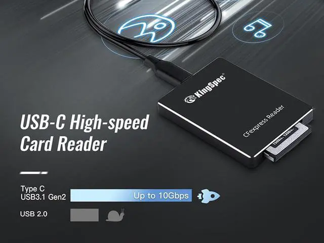 Alt view image 4 of 7 - KingSpec CFexpress Type B Card Reader USB 3.1 Gen2 10Gbps,USB C  to USB C (with OTG Adapter) Cable, Portable Aluminum Memory Card Adapter Compatible with Windows/Mac OS/Linux/Android