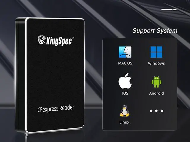 Alt view image 6 of 7 - KingSpec CFexpress Type B Card Reader USB 3.1 Gen2 10Gbps,USB C  to USB C (with OTG Adapter) Cable, Portable Aluminum Memory Card Adapter Compatible with Windows/Mac OS/Linux/Android