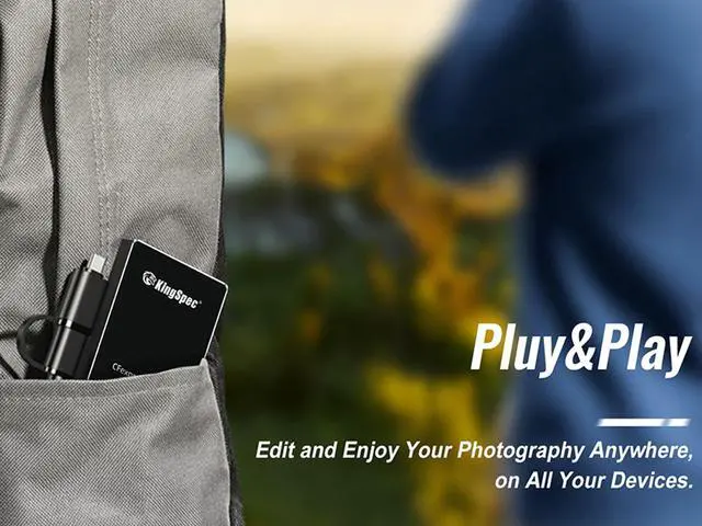 Alt view image 7 of 7 - KingSpec CFexpress Type B Card Reader USB 3.1 Gen2 10Gbps,USB C  to USB C (with OTG Adapter) Cable, Portable Aluminum Memory Card Adapter Compatible with Windows/Mac OS/Linux/Android