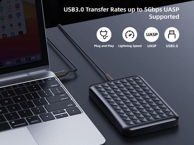 Alt view image 4 of 7 - KingSpec 2.5" Hard Drive Enclosure USB-C to SATA III 5Gbps, External Hard Drive Enclosure for 7mm/9.5mm 2.5" SSD HDD with UASP