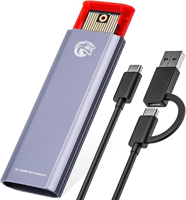 Main image of KingSpec M.2 NVMe SSD Enclosure,  Tool Free NVMe PCIe SSD Adapter USB 3.1 Gen 2 10Gbps with USB C to C+A OTG Cable, Support M Key/B+M Key PCIe SSD 2230/2242/2260/2280 Silver Grey