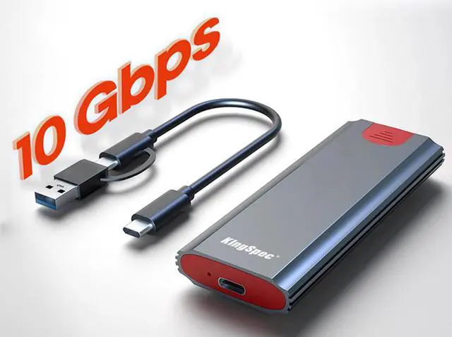 Alt view image 2 of 7 - KingSpec M.2 NVMe SSD Enclosure, Tool Free NVMe PCIe SSD Adapter with 10Gbps USB C to C+A OTG Cable, Support M Key/B+M Key PCIe SSD 2230/2242/2260/2280 Black