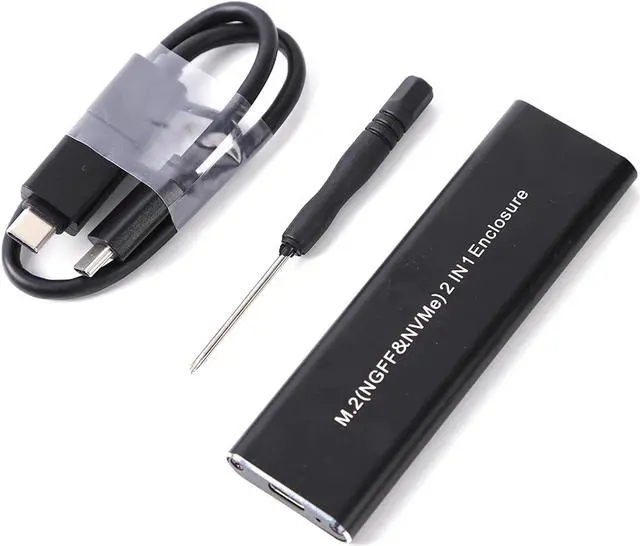 Alt view image 2 of 7 - KingSpec M2 NVMe SATA SSD Case 10Gbps HDD Box M. 2 NVME NGFF SSD to USB 3.1 SSD Enclosure Dual Protocol Type-A to Type-C for M. 2 SSD Black