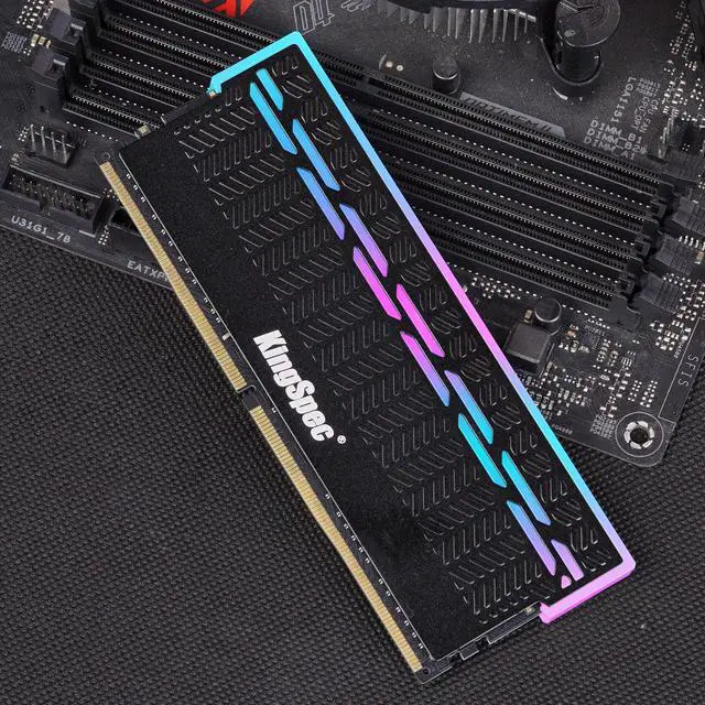 Alt view image 4 of 7 - KingSpec DDR4 RAM RGB 8GB Memory Module 3200 MHz 288-Pin 1.35V UDIMM with Heatsink for Computer Desktop PC Memories Module Gaming