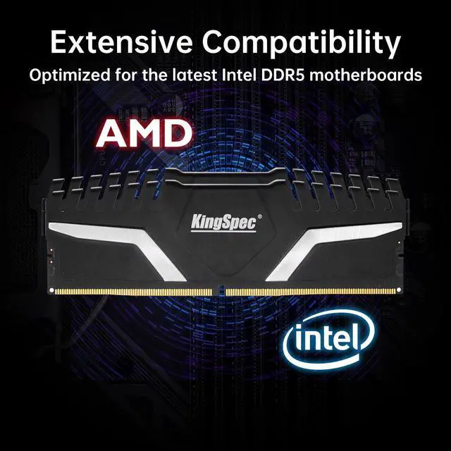Alt view image 6 of 7 - KingSpec DDR5 Computer Memory 32GB(2×16GB) 6000MHz RAM Desktop Memory PC Memories Module Gaming Memory Computer Black