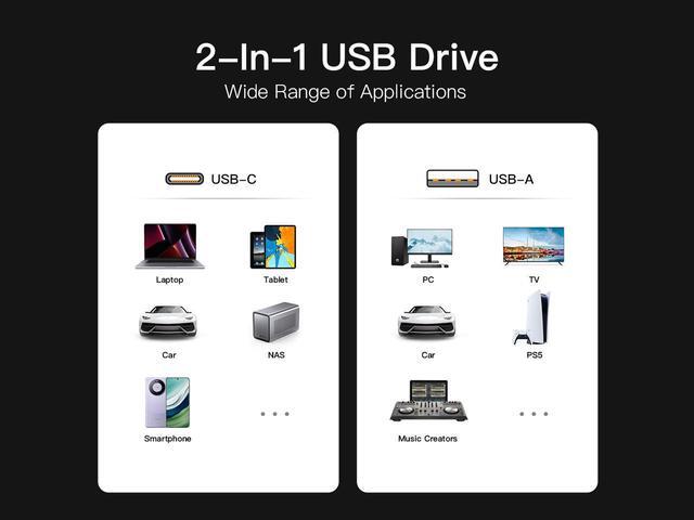 Alt view image 4 of 7 - KingSpec MemoStone Series 1TB 2-in-1 USB 3.2  Portable SSD speed up to 490 MB/s Reading,Type-C Thumb Drive  for Android Phone,Compatible with Computer/Laptop USB-C(USSD) 1TB