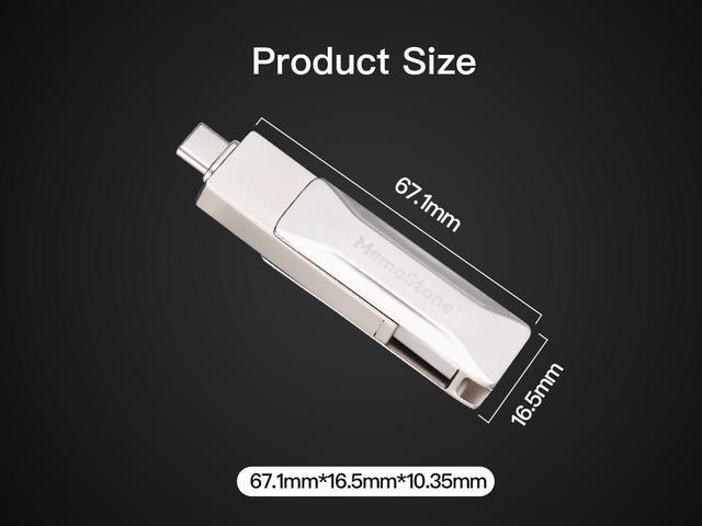 Alt view image 6 of 7 - KingSpec MemoStone Series 1TB 2-in-1 USB 3.2  Portable SSD speed up to 490 MB/s Reading,Type-C Thumb Drive  for Android Phone,Compatible with Computer/Laptop USB-C(USSD) 1TB