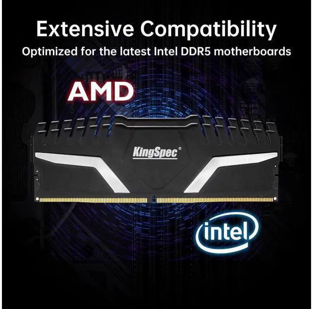 Alt view image 5 of 6 - KingSpec DDR5 PC Memory 32GB(2×16GB) 5600 (PC5 44800) RAM Desktop Memory Computer Memories Gaming Memory
