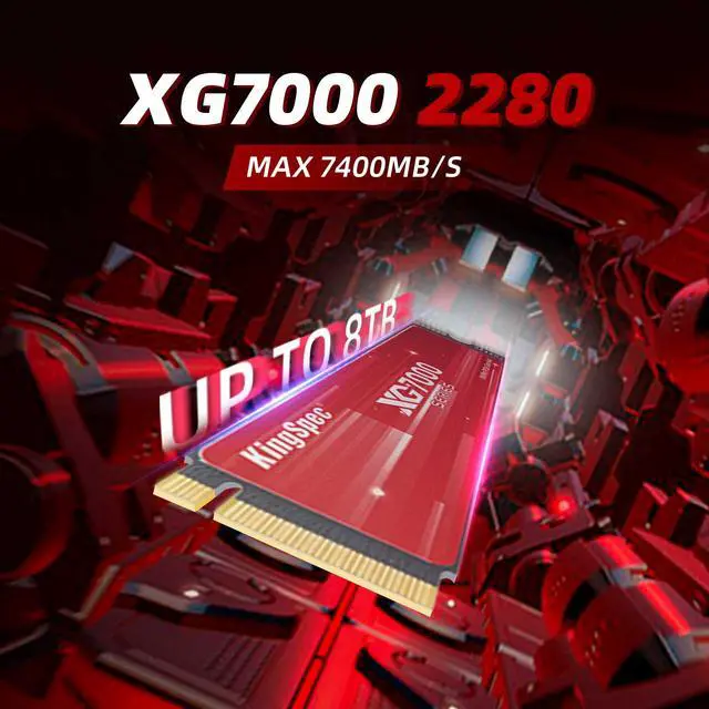Alt view image 2 of 7 - KingSpec XG7000 8TB 2280 SSD M.2 NVMe PCIe 4.0, Up to 7400MB/s, Internal Solid State Disk for PS5