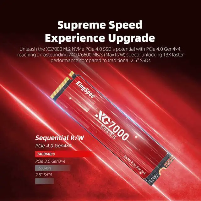 Alt view image 3 of 7 - KingSpec XG7000 8TB 2280 SSD M.2 NVMe PCIe 4.0, Up to 7400MB/s, Internal Solid State Disk for PS5