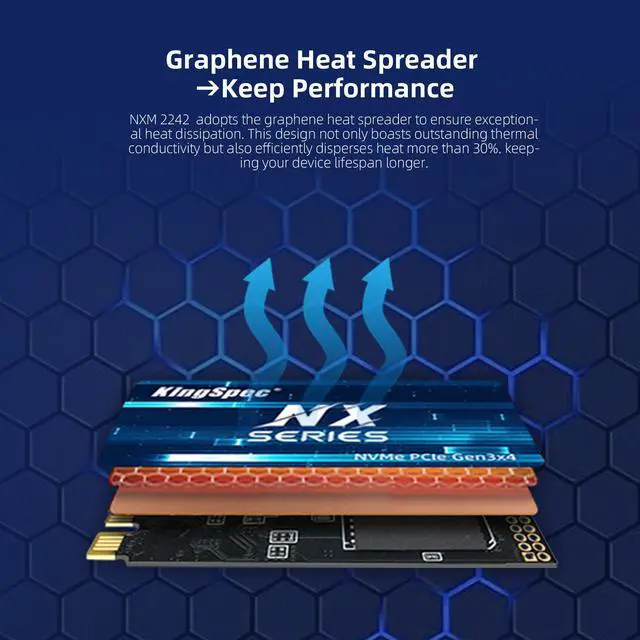 Alt view image 4 of 6 - The KingSpec Solid State Drive NX Series 2TB M.2 2242 PCIe 3.0 x 4 NVMe 1.3 SSD High-Performance for PC Laptop Desktop Ultrabook and Portable Device Upgrade Motherboard 2TB M.2 2242