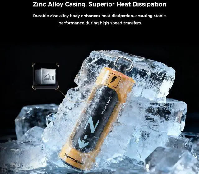 Alt view image 6 of 7 - MemoStone 1TB 20Gbps Extreme Portable SSD - Up to 1900MB/s - USB-C, USB 3.2 Gen 2 - RGB External Solid State Drive - ZS301, Yellow