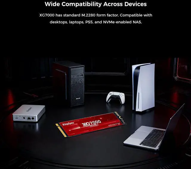 Alt view image 5 of 7 - KingSpec XG7000 8TB 2280 SSD M.2 NVMe PCIe 4.0, Up to 7400MB/s, Internal Solid State Disk for PS5