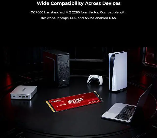 Alt view image 5 of 7 - KingSpec XG 7000 4TB M.2 2280 PCIe Gen 4.0x4 NVME 1.4 Speed up to 7400MB/s Write Speed Up to 6600MB/s Internal Solid State Drive for PS5 PC Desktop Laptop Game-Player Non-Heatsink