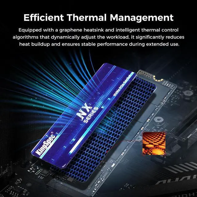 Alt view image 6 of 7 - KingSpec M.2 2280 512GB PCIe Gen3 x4, NVMe 1.3 3D NAND Internal Solid State Drive (SSD), up to 3500MB/s