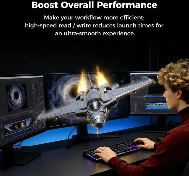 Alt view image 5 of 7 - KingSpec M.2 2280 2TB PCIe Gen3 x4, NVMe 1.3 3D NAND Internal Solid State Drive (SSD), up to 3000MB/s