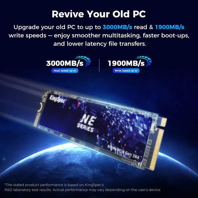 Alt view image 3 of 7 - KingSpec M.2 2280 2TB PCIe Gen3 x4, NVMe 1.3 3D NAND Internal Solid State Drive (SSD), up to 3000MB/s