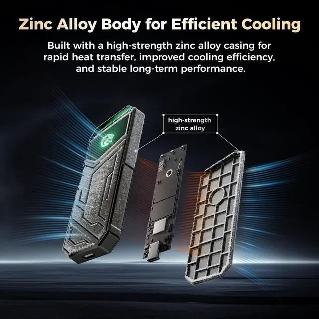 Alt view image 4 of 7 - KingSpec Z5 Portable SSD With RGB 512GB - Up to 2100 MB/s - USB 3.2 Gen 2 - Type-c, 20Gbps, External Solid State Drive, for Photographers, Content Creators and Gaming, Black