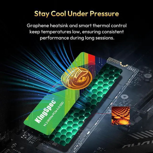 Alt view image 7 of 7 - KingSpec XG7000-FB M.2 2280 2TB PCIe Gen 4.0x4 NVME 1.4 Speed up to 7400MB/s Write Speed Up to 6600MB/s Internal Solid State Drive for PS5 PC Desktop Laptop Game-Player Non-Heatsink