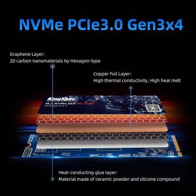 Alt view image 2 of 6 - KingSpec M2 SSD NVMe 512GB M.2 2280 PCIe Gen 3.0X4 SSD Internal Solid State Drive Computer Disk Data Storage NAND Flash Hard Drives PC Desktop Laptop Ultrabook