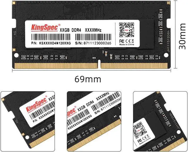 Alt view image 2 of 5 - KingSpec DDR4 4GB Laptop Memory Module Ram SODIMM 2666MHz 1.2V