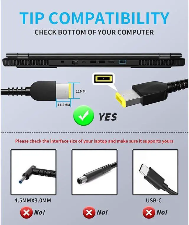 Alt view image 3 of 7 - 230W 170W Charger Replacement for Lenovo Legion Y910 Laptop ADL230NLC3A ADL230NDC3A 4X20E75111 GX20L29347 Power Supply Adapter Cord
