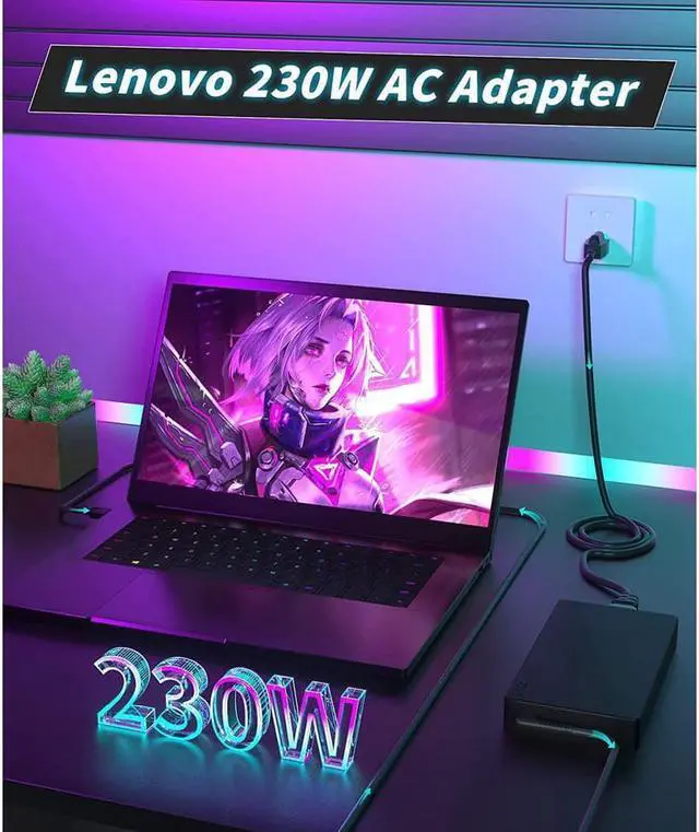 Alt view image 2 of 7 - 230W 170W Charger Replacement for Lenovo Legion Y910 Laptop ADL230NLC3A ADL230NDC3A 4X20E75111 GX20L29347 Power Supply Adapter Cord
