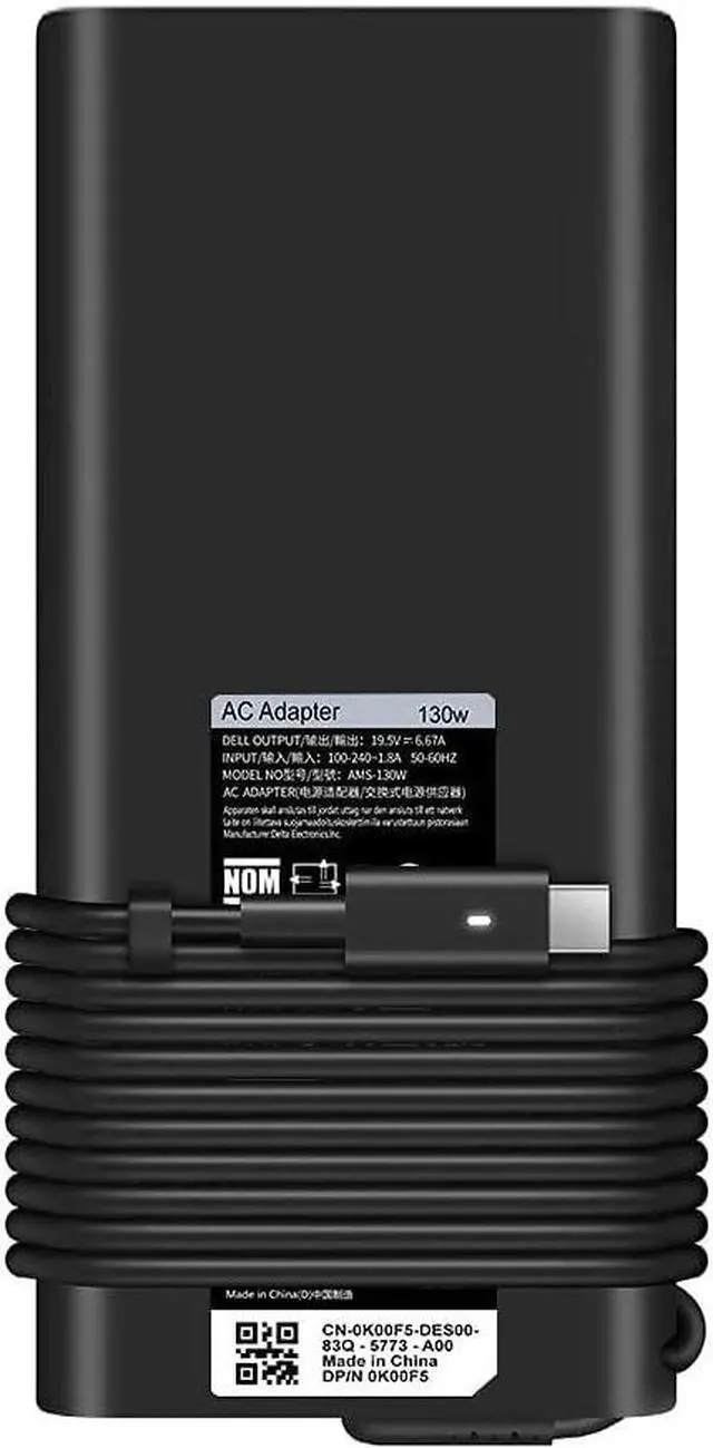 Main image of 130W 90W USB C Charger Replacement for Dell XPS 15 9575 2-in-1 Laptop with AC Power Supply Adapter Cord