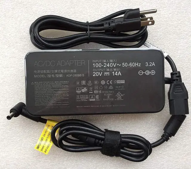 Alt view image 4 of 6 - 280W Charger Replacement for Asus ROG Zephyrus S17 GX703HR-XB96 Gaming Laptop ADP-280BB B 20V 14A 38A Power Supply Adapter Cord