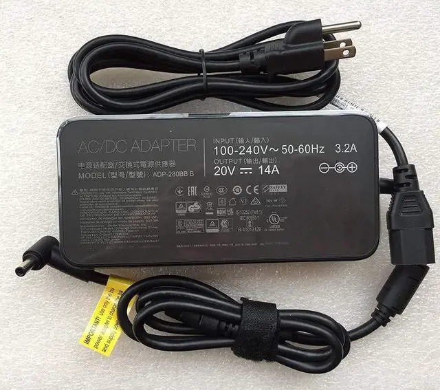 Alt view image 3 of 5 - 280W Charger Replacement for Asus ROG Zephyrus Duo 15 SE GX551 GX551QS-XS99 Gaming Laptop ADP-280BB B 20V 14A 12A Power Supply Adapter Cord