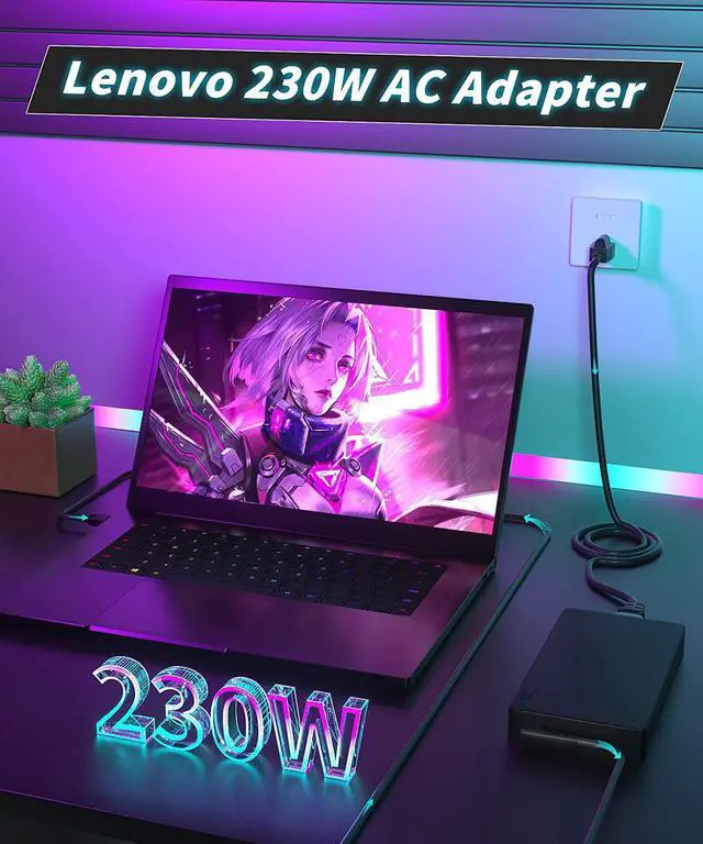 Alt view image 2 of 7 - 230W 170W Charger for Lenovo IdeaPad Y900 Y900-17ISK Laptop ADL230NLC3A ADL230NDC3A 4X20E75111 GX20L29347 Power Supply Adapter Cord