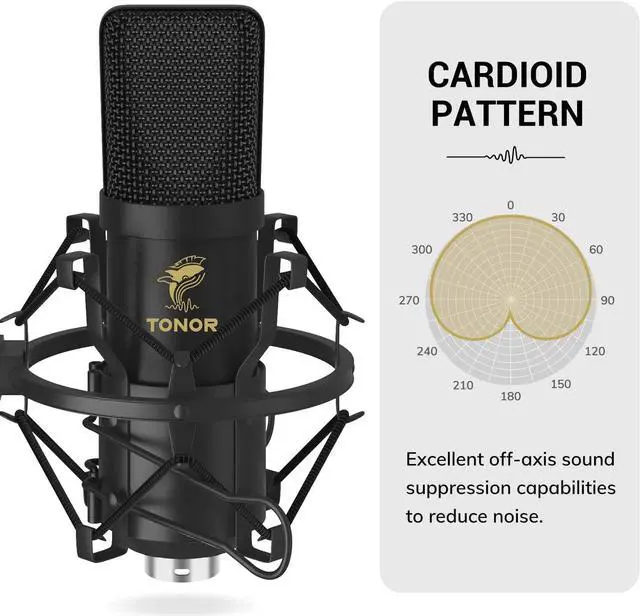 Alt view image 4 of 7 - XLR Condenser Microphone, Professional Cardioid Studio Mic Kit with T20 Boom Arm, Shock Mount, Pop Filter for Recording, Podcasting, Voice Over, Streaming, Home Studio, YouTube (TC20)