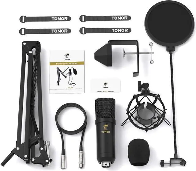 Alt view image 6 of 7 - XLR Condenser Microphone, Professional Cardioid Studio Mic Kit with T20 Boom Arm, Shock Mount, Pop Filter for Recording, Podcasting, Voice Over, Streaming, Home Studio, YouTube (TC20)