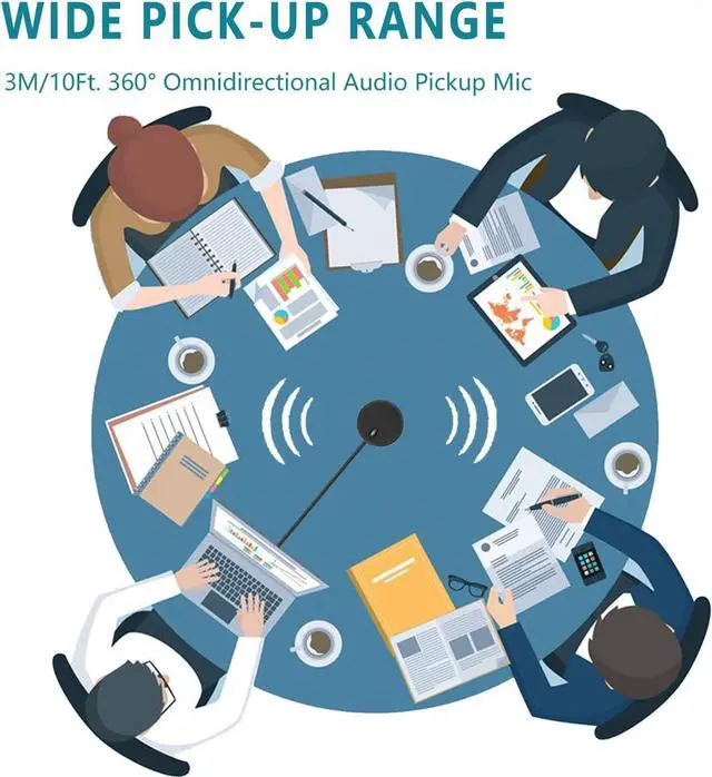 Alt view image 6 of 6 - Upgraded USB Conference Microphone for Computer, 360° Omnidirectional Condenser Mic with Mute Key, Great for Video Conference, Gaming, Chatting, Skype, Plug & Play, Windows macOS, Ideal for Gift