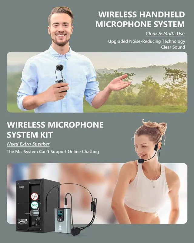 Alt view image 4 of 7 - ttstar Wireless Microphone System Headset/Stand/Lavalier Mic with Rechargeable Bodypack Transmitter Receiver for PA Speaker, Camera, Recording, Teaching, Church
