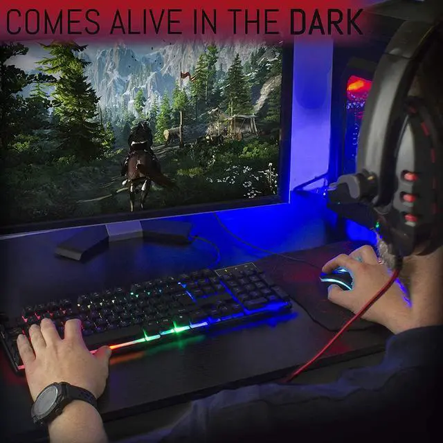 Alt view image 7 of 7 - Gaming Keyboard RGB USB Wired Rainbow Keyboard Designed for PC Gamers, PS4, PS5, Laptop, Xbox, Nintendo Switch, Orzly - RX-250 Hornet Edition