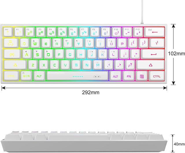 Alt view image 6 of 7 - Mini 60% Gaming Keyboard, Upgrade RGB Backlit 61 Key Ultra-Compact Keyboard, TS91 Ergonomic Waterproof Mechanical Feeling Office Computer Keyboard for PC, MAC, PS4, Xbox ONE Gamer(White)