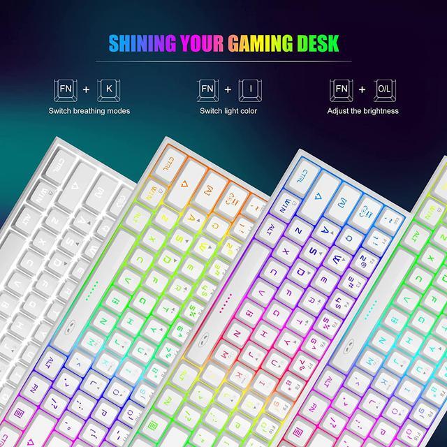 Alt view image 4 of 7 - Mini 60% Gaming Keyboard, Upgrade RGB Backlit 61 Key Ultra-Compact Keyboard, TS91 Ergonomic Waterproof Mechanical Feeling Office Computer Keyboard for PC, MAC, PS4, Xbox ONE Gamer(White)